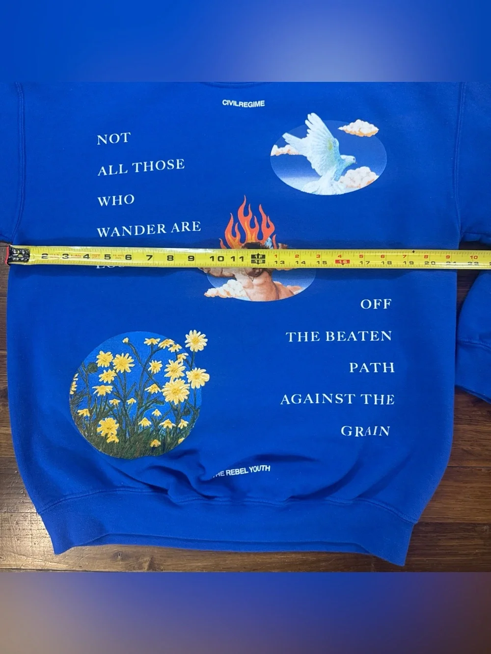 Civil Regime Crewneck Sweatshirt Medium Blue Off The Beaten Path Graphic Pullove
